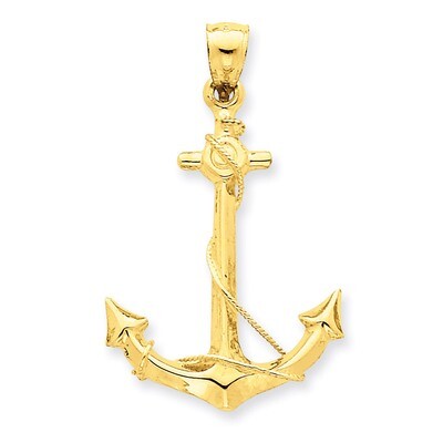 3-D Anchor with Rope Pendant 14k Gold C3342, MPN: C3342, 637218044337