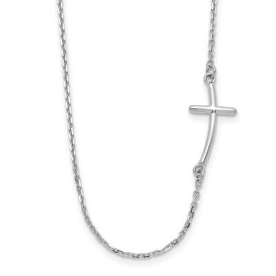 Sideways Curved Cross Necklace 14k White Gold Small SF2081-19, MPN: SF2081-19, 191101642876