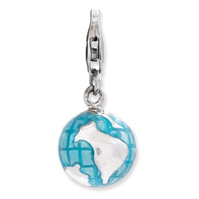 3-D Enameled World Globe Charm Sterling Silver QCC827 by Amore La Vita, MPN: QCC827, 886774235578