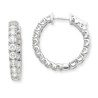 Diamond Round Hoop with Safety Clasp Earrings 14k White Gold XE2016WAA, MPN: XE2016WAA, 191101381362