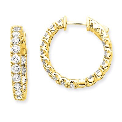 Diamond Round Hoop with Safety Clasp Earrings 14k Gold XE2016AA, MPN: XE2016AA, 191101381355