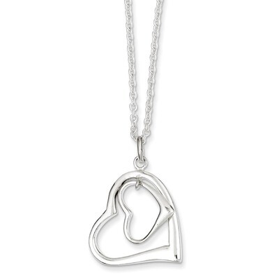 18 Inch Double Heart Necklace Sterling Silver QH4974-18, MPN: QH4974-18, 883957537269