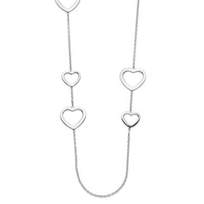 Hearts Necklace Sterling Silver Polished QG5584-24, MPN: QG5584-24, 886774087535