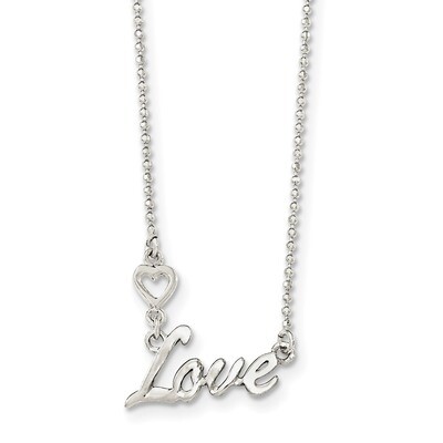 Love with Heart Necklace 18 Inch Sterling Silver Polished QG3727-18, MPN: QG3727-18, 196904160336