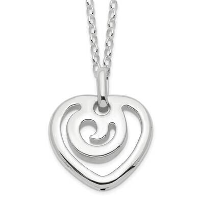 Heart Pendant Necklace 16 Inch Sterling Silver Polished QG3432-16, MPN: QG3432-16, 191101676543