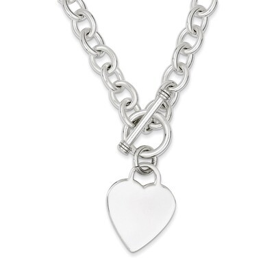 18 Inch Heart Fancy Link Toggle Necklace Sterling Silver QG1151-18, MPN: QG1151-18, 191101295911