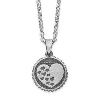 Brushed Heart Necklace Sterling Silver QG5163-16.5, MPN: QG5163-16.5,