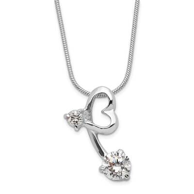 Fancy CZ Heart Pendant Necklace Sterling Silver QH597-18, MPN: QH597-18, 883957055954
