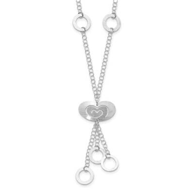 Brushed Heart Circle Drop Necklace Sterling Silver Polished QG2892-18, MPN: QG2892-18, 883957054421