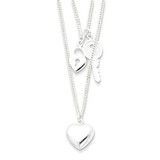 18 Inch Double Heart &amp; Key Necklace Sterling Silver QG2530-18, MPN: QG2530-18, 883957950266