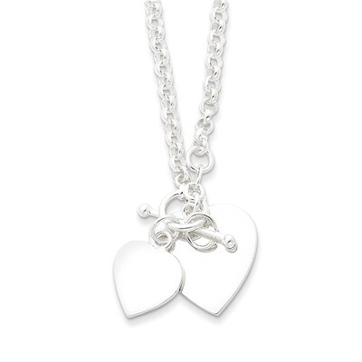 18 Inch Double Heart Toggle Necklace Sterling Silver QG1441-18, MPN: QG1441-18, 883957947273
