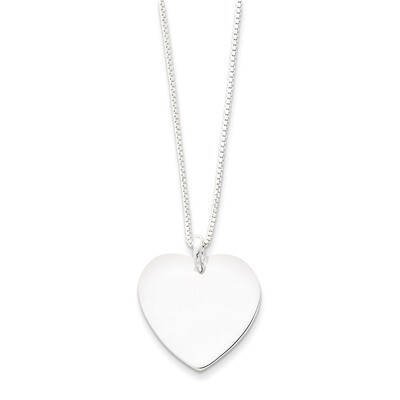 18 Inch Heart on Box Chain Necklace Sterling Silver QG949-18, MPN: QG949-18, 191101276408