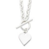 18 Inch Heart Toggle Necklace Engravable Sterling Silver QG2532-18, MPN: QG2532-18, 883957950273