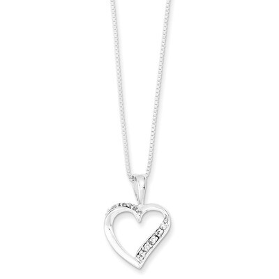 18 Inch Heart Necklace Sterling Silver Diamond QG2587-18, MPN: QG2587-18, 883957950419