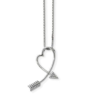 Arrow Heart Necklace Sterling Silver CZ QMP1453-18, MPN: QMP1453-18, 191101075605