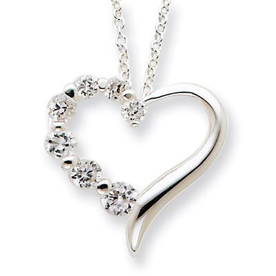 18 Inch Heart Journey Necklace Sterling Silver Diamond QG2641-18, MPN: QG2641-18, 723252532371