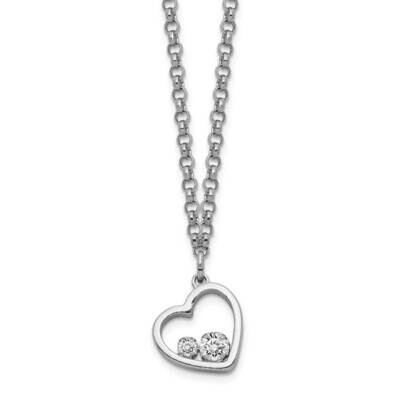 Heart Necklace Sterling Silver CZ Diamond QG5404-18, MPN: QG5404-18, 886774086583