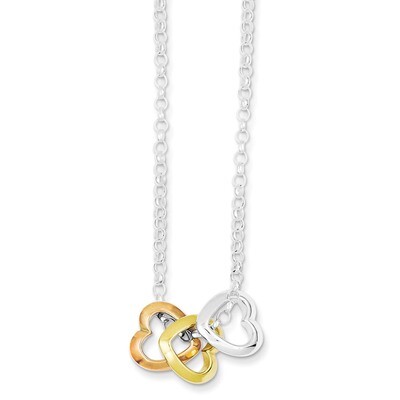 18 Inch Vermeil Polished Fancy Heart Necklace Sterling Silver QG2897-18, MPN: QG2897-18, 1911012945…