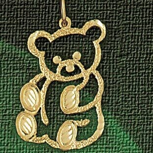 Dazzlers Jewelry Teddy Bear Pendant Necklace Charm Bracelet in Yellow, White or Rose Gold 2528, MPN…
