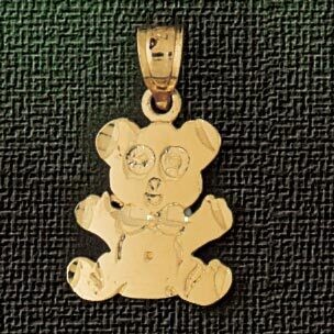 Dazzlers Jewelry Teddy Bear Pendant Necklace Charm Bracelet in Yellow, White or Rose Gold 2490, MPN…