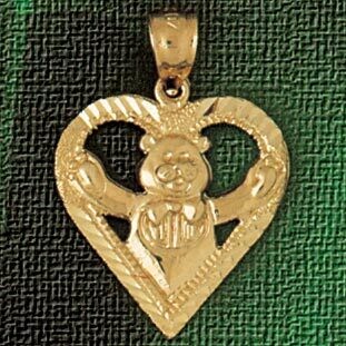 Dazzlers Jewelry Teddy Bear Pendant Necklace Charm Bracelet in Yellow, White or Rose Gold 2488, MPN…