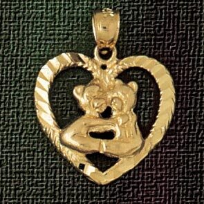 Dazzlers Jewelry Teddy Bear Pendant Necklace Charm Bracelet in Yellow, White or Rose Gold 2487, MPN…