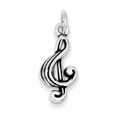 Music Note Charm Antiqued Sterling Silver QC7783, MPN: QC7783, 883957564524