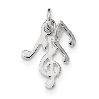 Polished Music Notes Charm Sterling Silver Rhodium-plated QC9294, MPN: QC9294, 886774123264