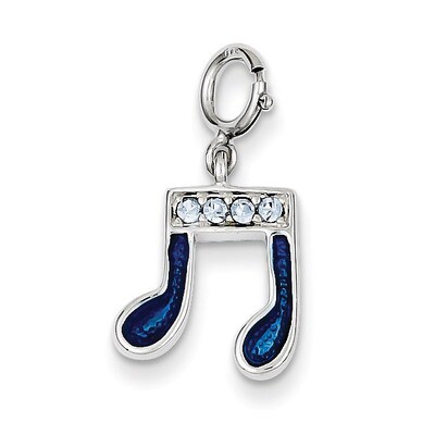 Preciosa Crystal &amp; Blue Enamel Music Note Charm Sterling Silver QC4763, MPN: QC4763, 883957976280
