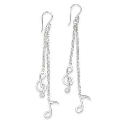 Musical Notes Dangle Earrings Sterling Silver QE8920, MPN: QE8920, 886774761015
