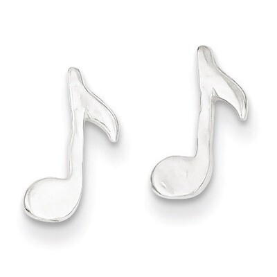 Musical Note Mini Earrings Sterling Silver QE115, MPN: QE115, 883957921778