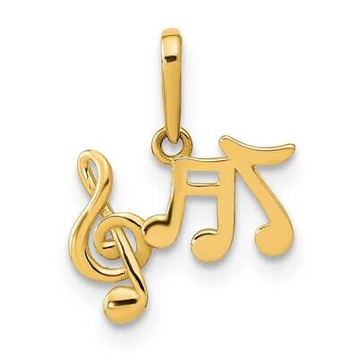Music Notes Pendant 14k Gold Polished YC1480, MPN: YC1480,