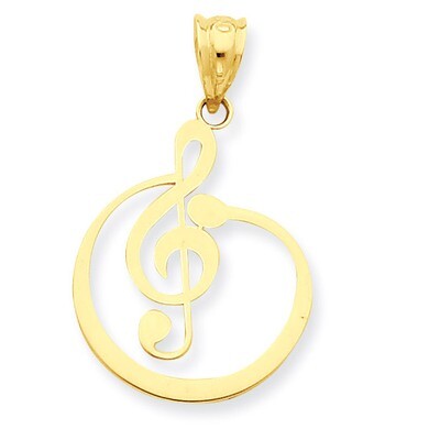 G Clef Musical Note Pendant 14k Gold K4301, MPN: K4301, 883957138435