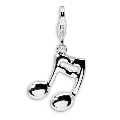 2-D Enameled on Back Musical Note Charm Sterling Silver QCC283 by Amore La Vita, MPN: QCC283, 88395…