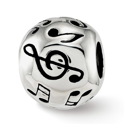 Enameled Musical Notes Bead Sterling Silver QRS3848, MPN: QRS3848, 191101208522