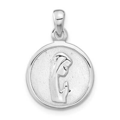 Mary Praying Pendant Sterling Silver Rhodium-Plated Polished QC11192, MPN: QC11192,