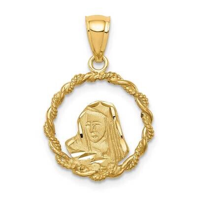 Diamond-cut Virgin Mary Pendant 14k Gold Brushed &amp; Polished D4680, MPN: D4680, 883957922003