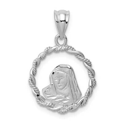 Polished Diamond-cut Virgin Mary Pendant 14k White Gold Brushed D4681, MPN: D4681, 883957871844