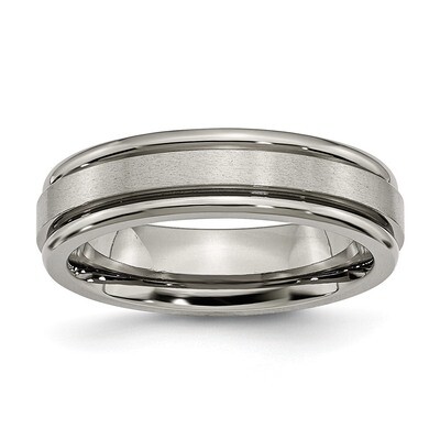 Edge 6mm Satin and Polished Band Titanium Grooved  TB41_CH by Chisel, MPN: TB41_CH, 883957813530