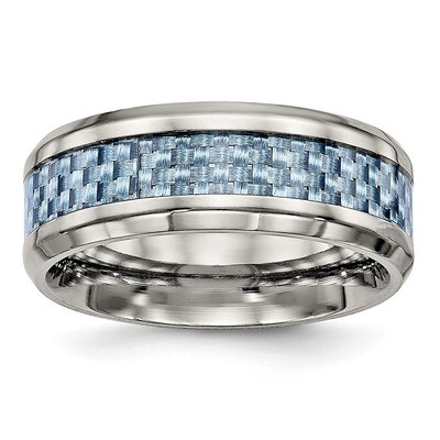 Blue Carbon Fiber Inlay Ring Stainless Steel Polished SR501, MPN: SR501, 886774529127