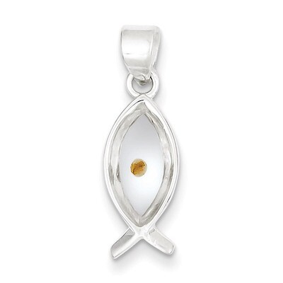 Mustard Seed Ichthus Fish Pendant Sterling Silver Enameled QC6699, MPN: QC6699, 723252763676