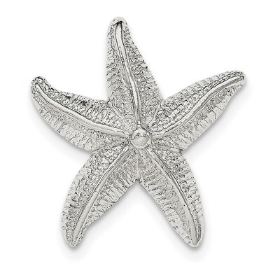 Textured Star Fish Chain Slide Pendant Sterling Silver Polished QC8695, MPN: QC8695, 191101366925