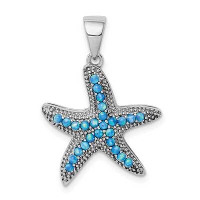Created Opal Textured Star Fish Pendant Sterling Silver Rhodium-plated QP5138, MPN: QP5138, 8839578…