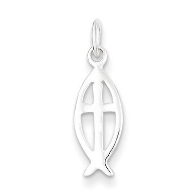 Ichthus Fish Cross Charm Sterling Silver QC4429, MPN: QC4429, 883957910987
