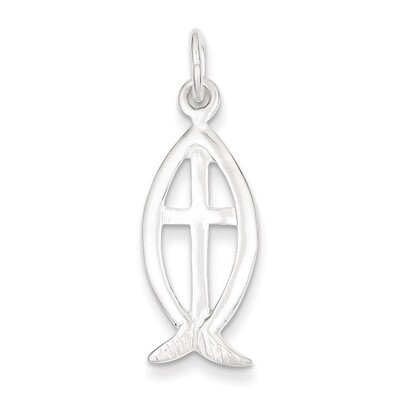 Ichthus Fish Cross Charm Sterling Silver QC1996, MPN: QC1996, 883957281278