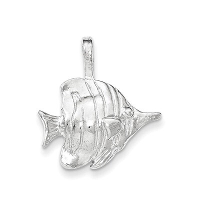 Polished &amp; Textured Fish Chain Slide Pendant Sterling Silver QC8755