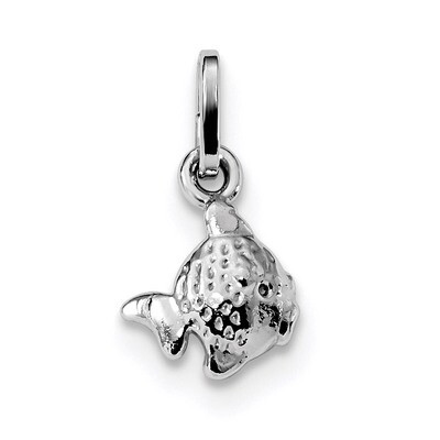 Fish Charm Sterling Silver Rhodium Plated Polished QC9283, MPN: QC9283,