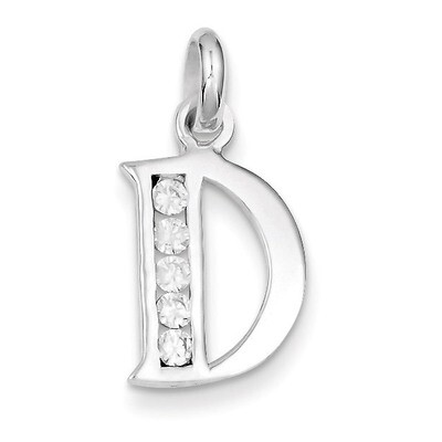White Diamond Initial D Pendant Sterling Silver QC6716D, MPN: QC6716D, 883957567310