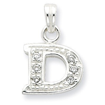 Initial D Pendant Sterling Silver Diamond QC6717D, MPN: QC6717D, 883957479156