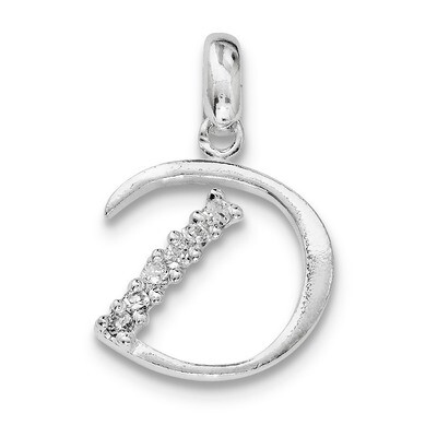 Initial D Pendant Sterling Silver Diamond QC6525D, MPN: QC6525D, 883957916439